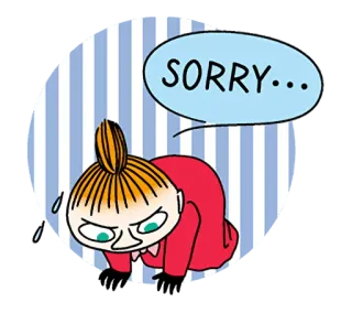 😓 1be37d82 Little My Moomin SORRY... apology, cartoon, moomin, little my telegram sticker