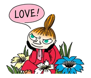 ❤ 2935fb0b Little My Moomin LOVE! Moomins, love, flower, cartoon, cute telegram sticker