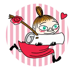 💌 3825c881 Little My Moomin cartoon, cute, heart, running, girl telegram sticker