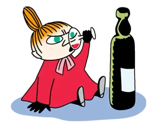 🍷 7c502fca Little My Moomins moomins, cartoon, little my, bottle telegram sticker
