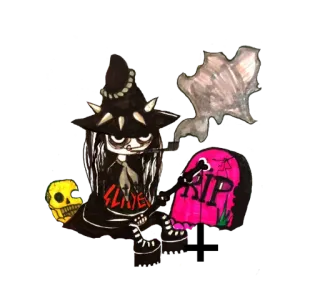 😐 95c0cce6 RIP halloween, bruja, fantasma, calavera, gótico telegram sticker