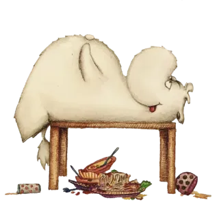 😋 34a2b421 animale, fantasma, dormire, cibo, tavolo telegram sticker