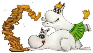 😋 880a6c52 Moomin Moomin, Moomintroll, cartoni animati, animazione, cibo, pancake telegram sticker