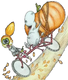 👻 eb8eefcc Halloween, scheletro, zucca, bicicletta, autunno, autunno, costume telegram sticker