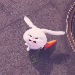 ☁️ 279c4dcf Snowball The Secret Life of Pets królik, zły, marchewka, zwierzę domowe, kreskówka, postać whatsapp sticker