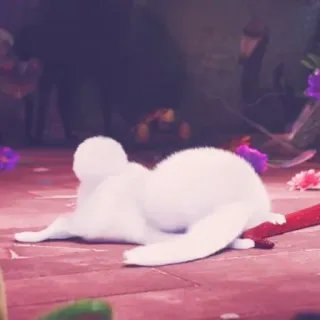 🎟 6ffb3830 królik, biały królik, zwierzę, słodki, leżący whatsapp sticker