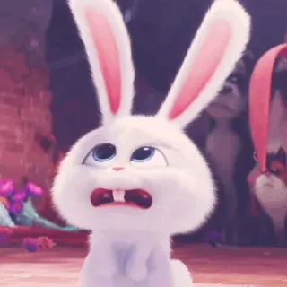 🍧 ad89e6f2 Snowball The Secret Life of Pets królik, słodki, puchaty, animowany, zwierzę domowe, zwierzę whatsapp sticker