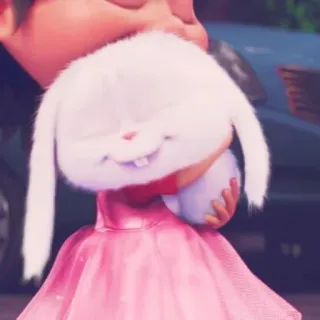 🎟 cc13f6b5 Snowball The Secret Life of Pets słodkie, królik, zajączek, sukienka, Sekretne życie zwierzaków domowych, uroczy, kreskówka whatsapp sticker