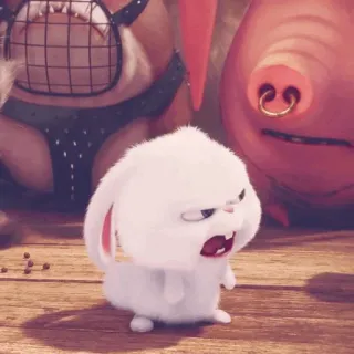 ☁️ f9573951 Snowball The Secret Life of Pets królik, zajączek, zły, kreskówka, zwierzę, zwierzak, śnieżka, Sekretne życie zwierzaków whatsapp sticker