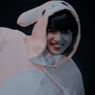 🌟 7e2f1424 ผู้ชาย, กระต่าย, น่ารัก, ชุดสัตว์, ยิ้ม, มีความสุข telegram sticker