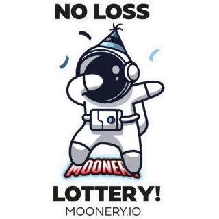 🥱 245d63db NO LOSS MOONERY LOTTERY! MOONERY.IO 彩票, 宇航员, 月亮, 无损, 搓, 庆祝, 派对 telegram sticker