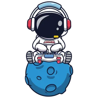 🎮 438b3147 MOONEWS 宇航员, 月亮, 耳机, 游戏, 太空, 卡通 telegram sticker