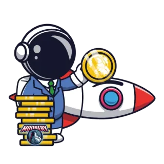 🚀 74f44834 MOONERY 宇航员, 火箭, 钱, 硬币, 太空, 西装, 卡通, 加密货币 telegram sticker