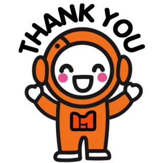 😁 2526d83e THANK YOU спасибо, привет, оранжевый, космонавт, мультфильм, милый, персонаж, наклейка telegram sticker