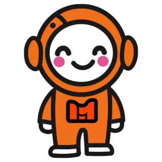 😊 574bc969 талисман, мультфильм, персонаж, оранжевый, милый, космический костюм telegram sticker