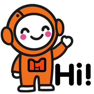 😊 89834940 Hi! приветствие, милый, дружелюбный, привет, машет, оранжевый, персонаж telegram sticker