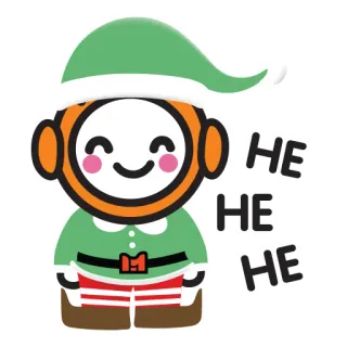 ☺️ a91a8e26 HE HE HE эльф, рождество, праздник, мультфильм, праздничный, милый, веселый telegram sticker