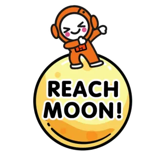 😄 d63dc7c7 REACH MOON! луна, достигать, космос, мультфильм, милый, каваий, астронавт telegram sticker