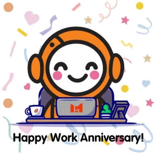 😊 eb5cac78 Happy Work Anniversary! годовщина, работа, праздник, робот, радостный telegram sticker
