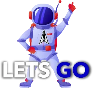 👍 65f0f34c LETS GO spazio, astronauta, forza, incoraggiamento, motivazione, ottimismo telegram sticker