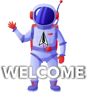 👋 b23f0721 WELCOME astronauta, spazio, benvenuto, saluto, esplorazione telegram sticker