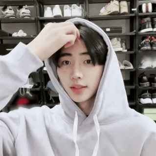 ☁️ 66a3d70a คน, เสื้อมีฮู้ด, ภาพบุคคล, เกาหลี telegram sticker