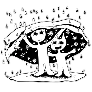 ☔ d74bc38f Dessin animé, Pluie, Amitié, Parapluie, Joyeux telegram sticker