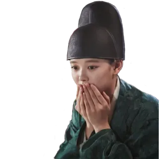 🙀 0f2baa1f donna, coreana, tradizionale, vestito, scioccata, mani telegram sticker