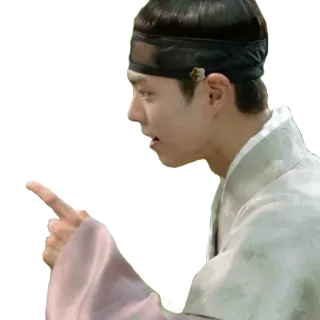 😎 6894607b coreano, uomo, indicando, abito tradizionale, drama coreano, attore telegram sticker