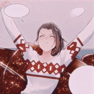 🍉 79ec2e28 woman, smile, happy, cartoon, person, sweater telegram sticker