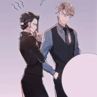 🍡 7a4a0d8e couple, business, cartoon, characters, suits, male, female telegram sticker