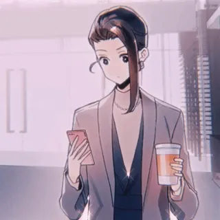 🍓 ded9fb2d woman, business, coffee, phone, casual, style telegram sticker