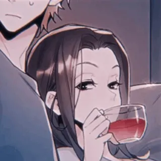 🍓 edfa4be4 anime, couple, drinking, intimate telegram sticker