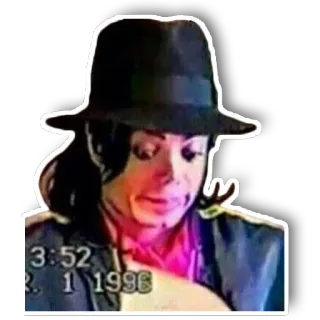 😐 6e841fce Michael Jackson 3:52
8. 1 1996 người nổi tiếng, âm nhạc, mũ, ca sĩ, biểu tượng, ngôi sao nhạc pop telegram sticker