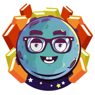 🤓 6cae8a34 planet, books, glasses, education, cartoon, nerd, reading telegram sticker