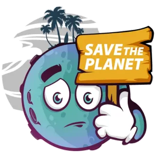 🌎 8aee7a9c SAVE THE PLANET planet, save, environment, climate change, earth, island, cartoon, sign telegram sticker