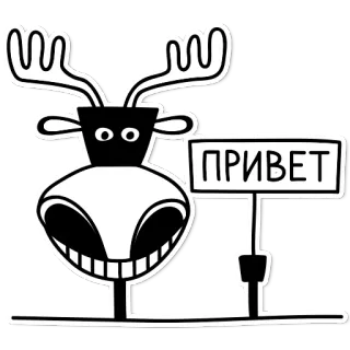 👋 d80c723b ПРИВЕТ łoś, rosyjski, pozdrowienie, cześć, kreskówka, słodki telegram sticker