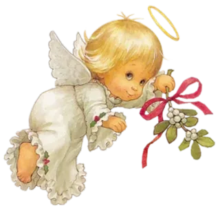 😇 5311ed89 天使, 圣诞节, 节日, 槲寄生, 丝带, 可爱, 小天使 telegram sticker