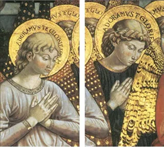 😇 f4044244 ADORAMVS TE GLORIE 天使, 宗教艺术, 光环, 崇拜, 荣耀, 文艺复兴, 绘画 telegram sticker