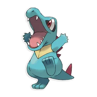 💧 09061690 Totodile Pokemon dessin animé, pokemon, eau, animal, bleu, crocodile whatsapp sticker