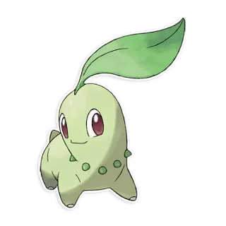 🍃 222a6b11 Chikorita Pokemon pokemon, plante, chikorita, animé, jeu whatsapp sticker