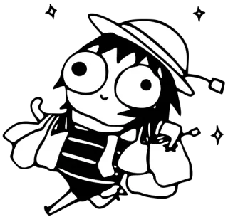 👜 024dc176 cartone animato, personaggio, illustrazione, cappello, shopping, carino whatsapp sticker