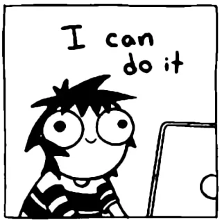 🙃 aff3ff97 I can do it ottimismo, motivazione, positivo, cartone animato, illustrazione whatsapp sticker