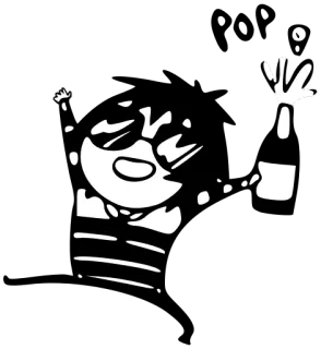 🍾 d9b65a03 cartone animato, occhiali da sole, celebrazione, divertimento, festa, illustrazione whatsapp sticker