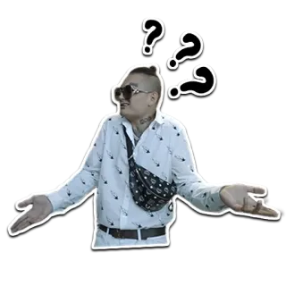 🍍 c61f827f man, vraagteken, verwarring, schouderophalen, persoon, zonnebril telegram sticker