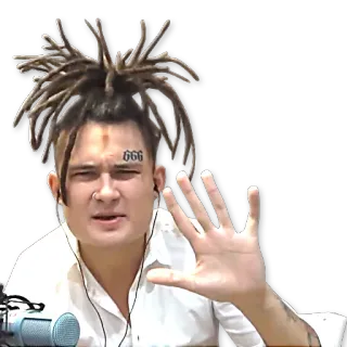 🤚 8f0b8f39 666 Porträt, Mann, Dreadlocks, Mikrofon telegram sticker