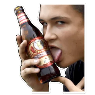 🍻 066a9c0b 啤酒, 酒精, 瓶子, 男人, 舌头 whatsapp sticker