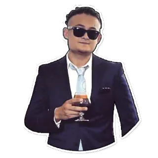 🍷 33ef2da2 男人, 西装, 太阳镜, 玻璃杯, 饮料 whatsapp sticker