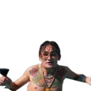 🍷 b10f9d68 남자, 선글라스, 목걸이, 문신, 수영장, 유리 telegram sticker