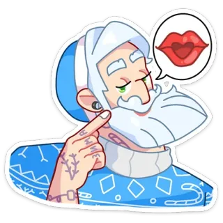 😘 061a22e2 男人, 胡子, 亲吻, 嘴唇, 纹身, 耳环 telegram sticker